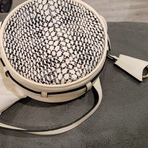 Isaac Mizrahi Small White Round Crossbody Purse